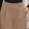 Women Pants Elastic Mid-rise Wide-Leg Loose Style Long Pants Autumn Winter Ribbed Casual Trousers with Pockets