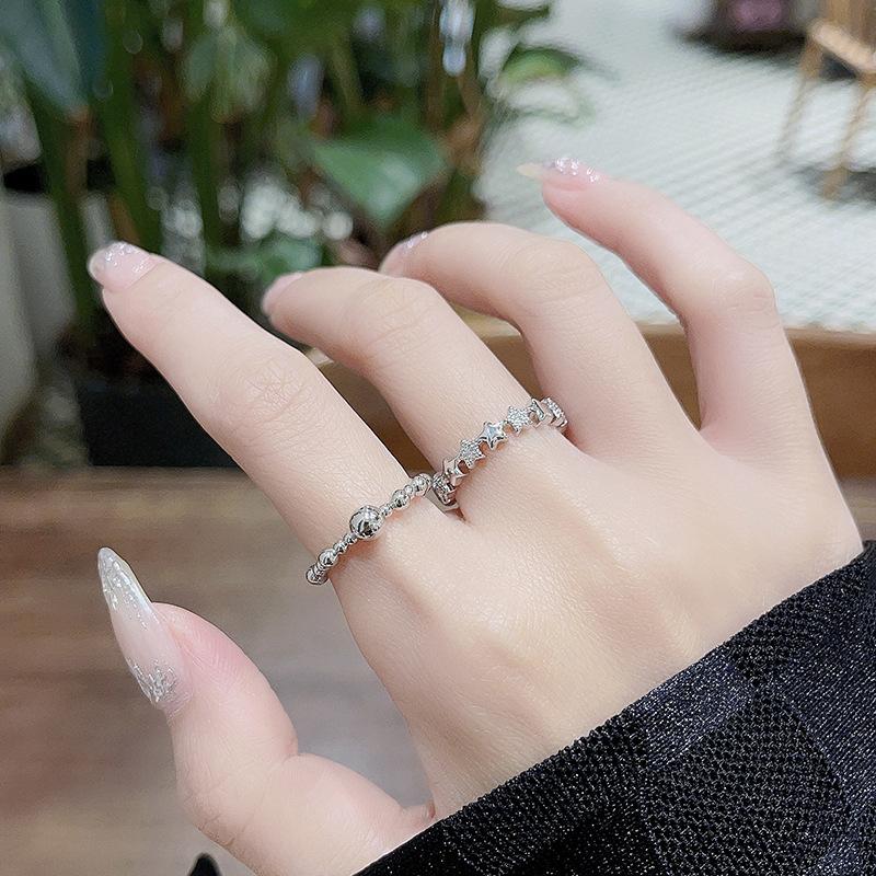 Nischdesign är enkel, full av diamanter och stjärnor, Söt temperament Pekfingerring, Damernas Högklassig Känsla Öppen Ring