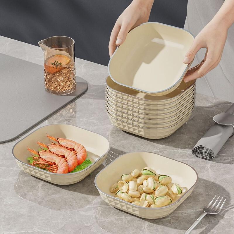 Deou Star Cream Style Square Snack & Bone Plates