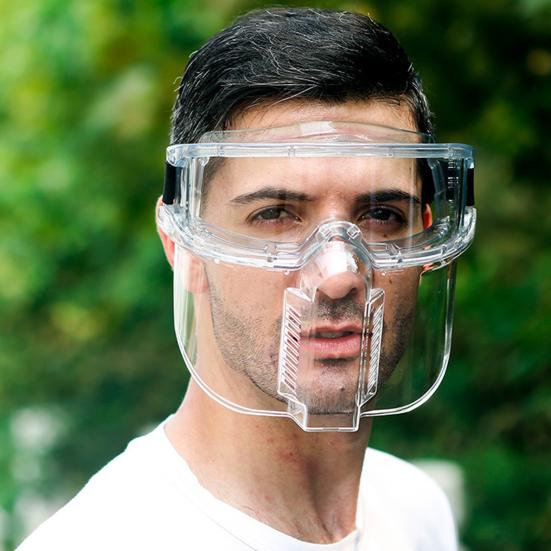Återanvändbar Ansiktsskärm Helansikts Skyddsmask Klar Stänksäker Ansiktsmask Anti-dimma Säkerhetsglasögon för Matlagning Slipning Skärning