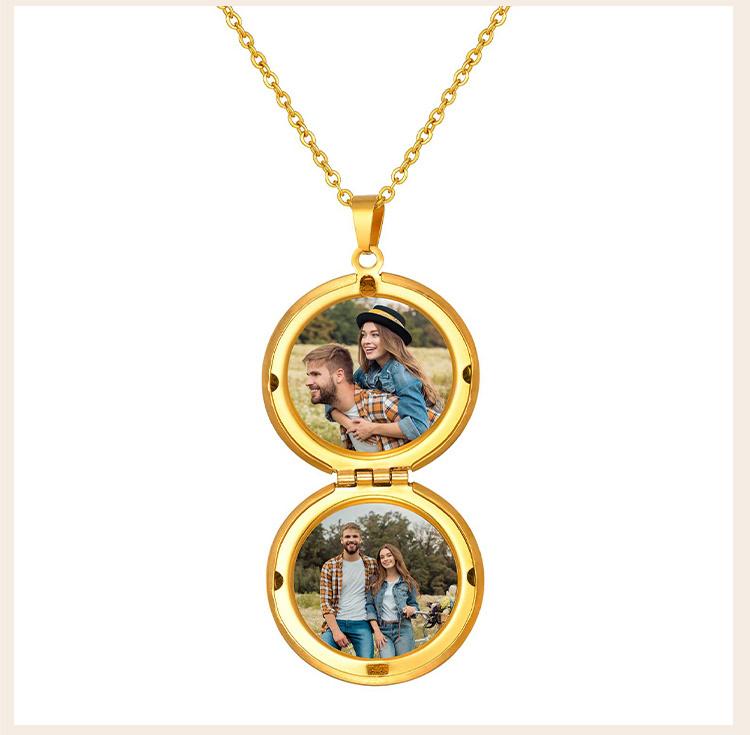Personalized Photo Necklaces, Stainless Steel Crown Custom Memory Keepsake Picture Hold Pendant Necklace for Women