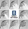 American Style Handheld Shower Head 8 Spray Settings High Pressure Showerhead for Bathroom