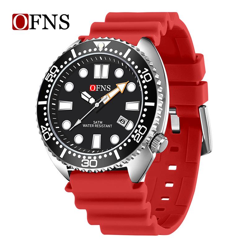 OFNS Men s Casual Waterproof Quartz Wristwatch - Fashionable, Luminous, Simple Design with Shrimp Skin Pattern