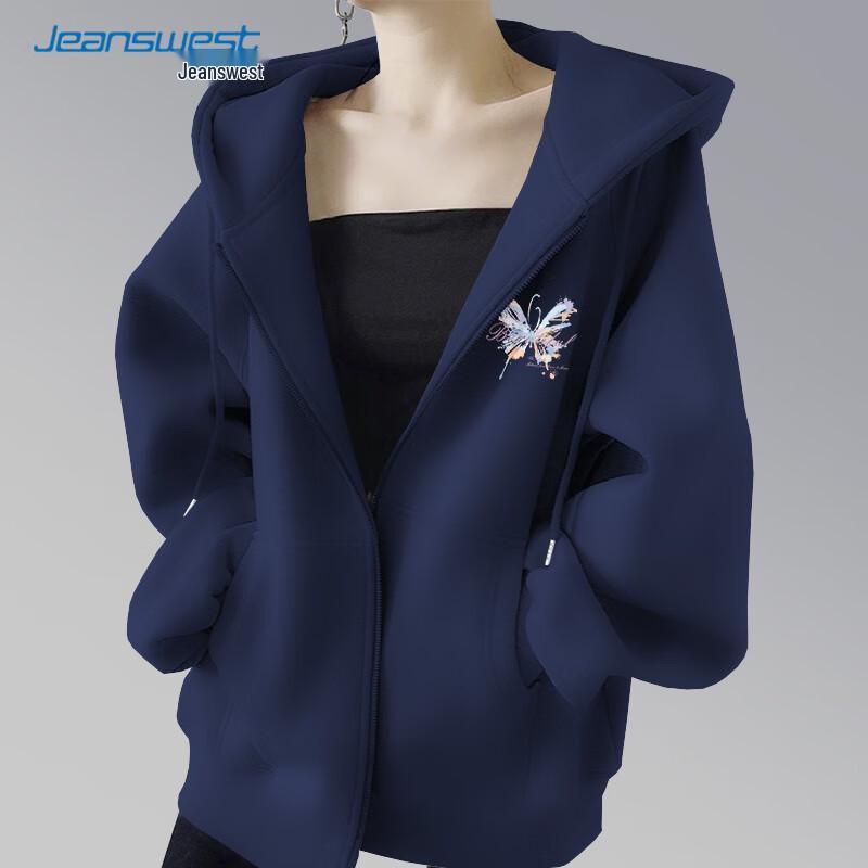 Jeanswest Women's Hooded Zipper Sweatshirt Jacket