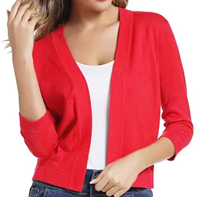 Versatile Women's Knit Cardigan Sweater - Simple, Short Jacket for Spring and Autumn