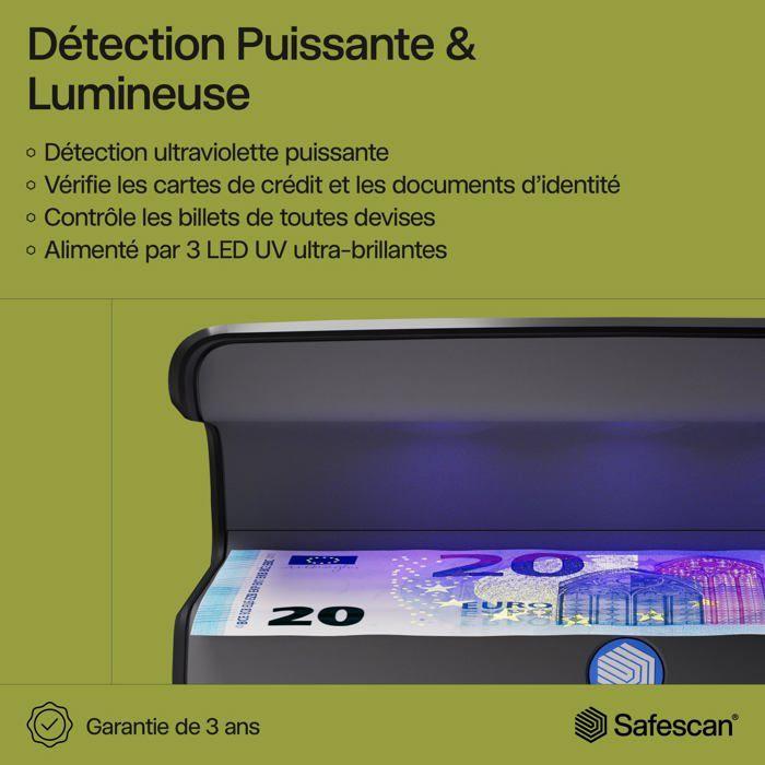 Détecteur de Faux Billets - Safescan - 55 LED - UV Ultra-Lumineux - Noir - Compact