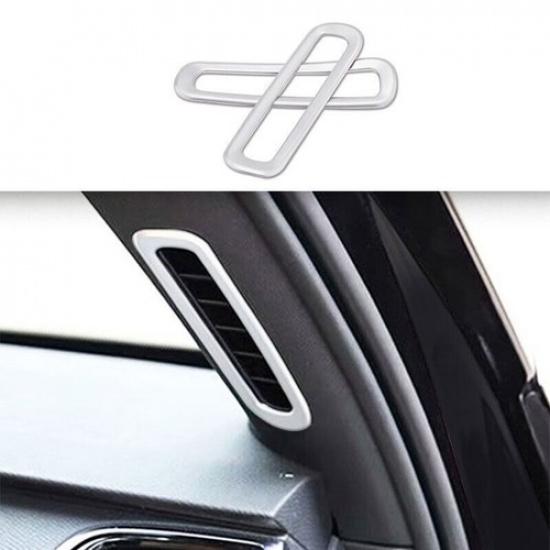 For Volvo XC90 2016- Matte Silver A Pillar Vent Air Outlet Frame Trim 2PCS