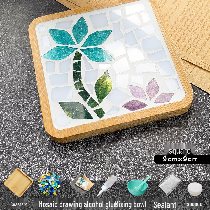Handmade Glass Mosaic Cup Mat Pixel Puzzle DIY Kit - Educational Toy