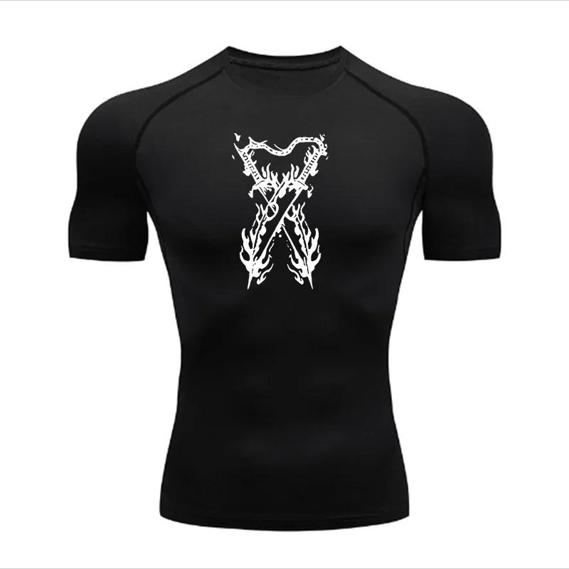 Men's T-shirt Running Sport Compression Jogging Fitness Moisture-Wicking Fashion Tops Tee Quick Dry Gym Casual Running Workouts