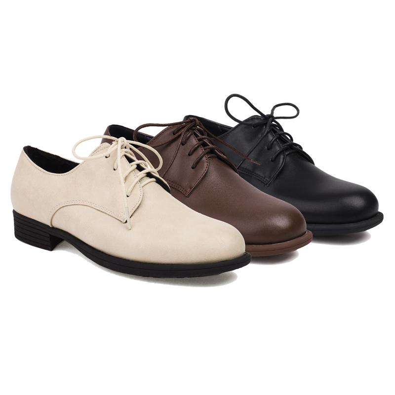 Brogue Woman Spring Autumn Flats Women Shoes PU Leather Lace-Up Loafers Female Flat Oxfords Big Size 41 42 Chaussure Femme