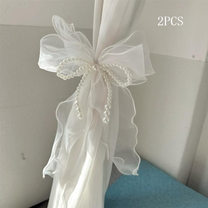 

2Pcs Lace Curtain Tiebacks Home Decoration Lace Drapery Tieback Decorative Curtain Ties For Bedroom Living Room Window Ties білий