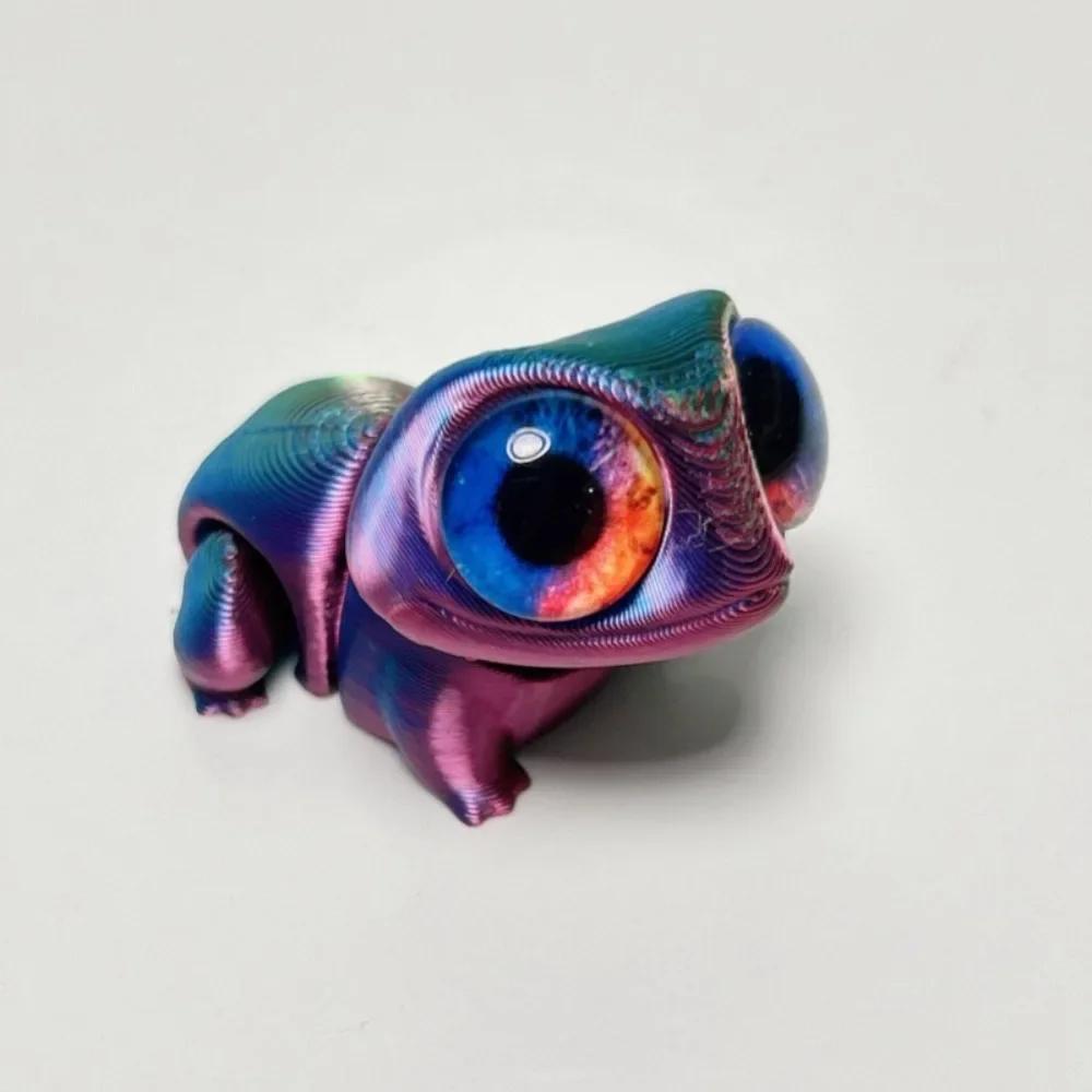 3D Printing Cute Big-eyed Frog Figure Toy Home Decorations Joints Movable Realistic Eyes Mini Frog Animal Toy Children Gifts