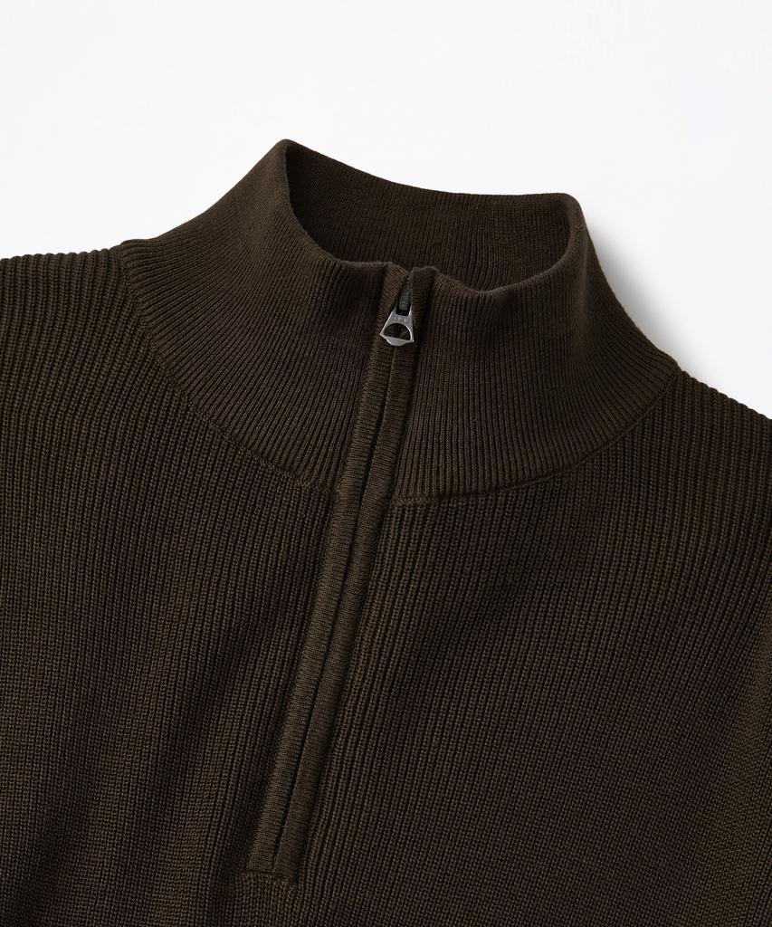 OUTSTANDING Half Zip-Up Knit Sweater_Brown