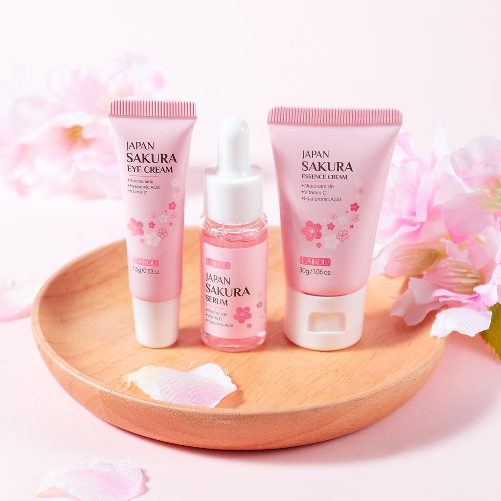 Sakura Skin Care Sets & Kits with Cleanser,Serum,Eye Cream,essence Cream Beauty Products for Women Gift Sets Routine Travel Kit