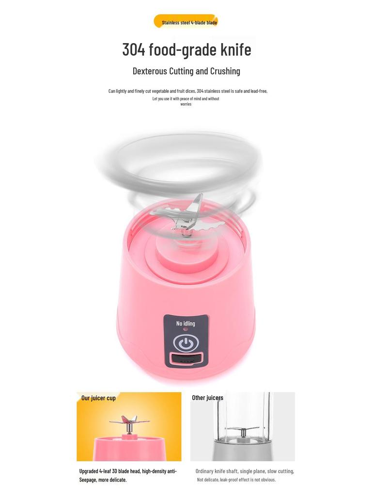 Compact USB-Chargeable Wireless Juicer Cup for Home Use