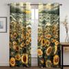 3D Oil Painting Sunflower Ocean Curtains Blue Sky Sunrise Bedroom Living Room Balcony Kitchen Decorative Curtains 2 Panels