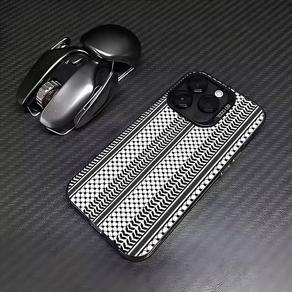 P-Palestine-S Hattah Keffiyeh Phone Case For iPhone17,16,15,14,13,12,11 Plus,Pro Max Colored Silver Plated Inside Cover