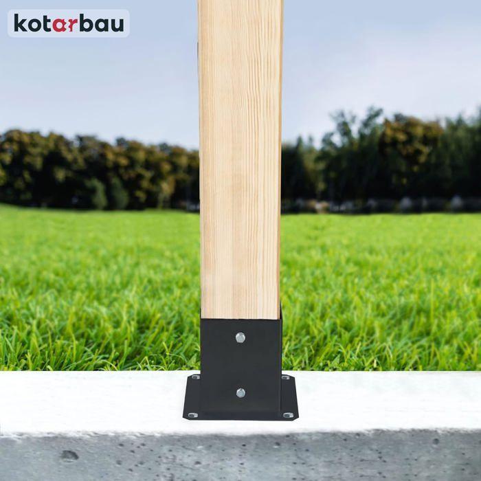 Support de Poteau en bois - Kotarbau - 140 x 140 mm - Acier galvanisé - Noir - Résistant aux intempéries