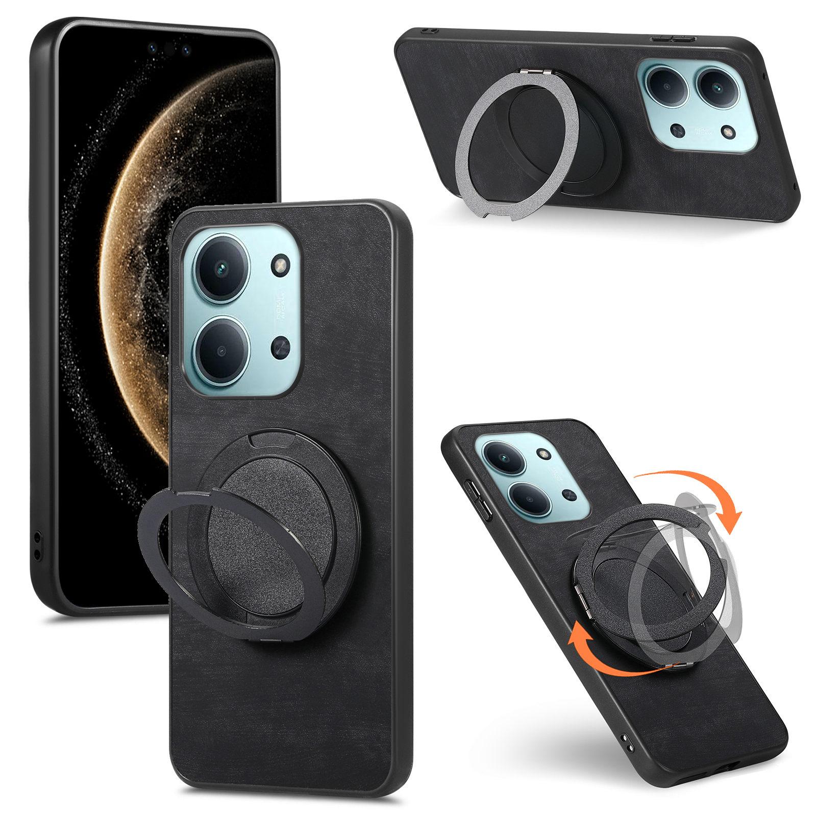 

For Xiaomi Redmi 15C 5G (EU) (173mm)/15C 4G (EU) (173mm) Stress Relief Retro Leather Back Cover Phone Case with Rotating Kickstand