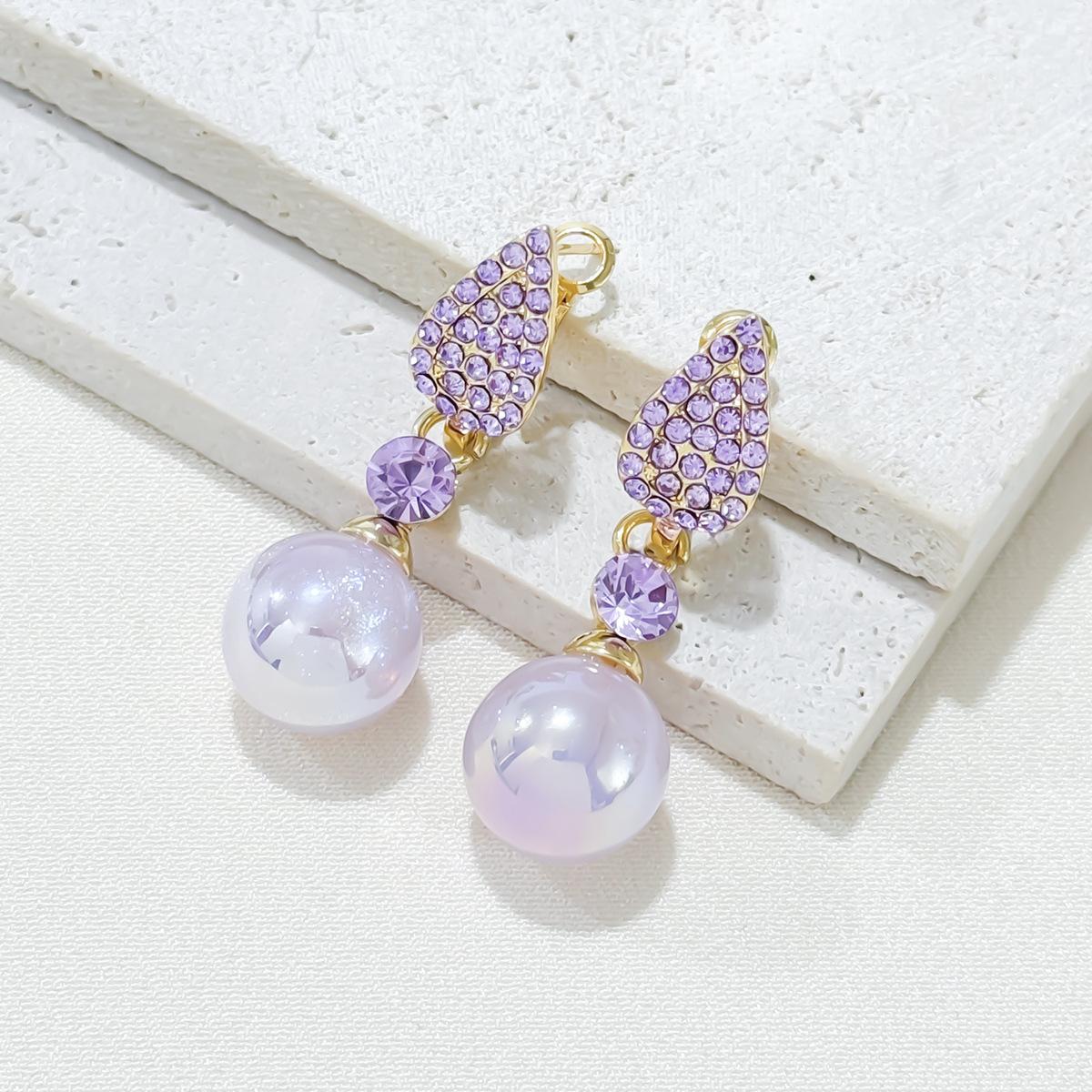 

Фиолетовые изысканные супер-вспышки искусственный жемчуг серьги-гвоздики, простые и универсальные легкие роскошные модные серьги для женщин, модные украшения для ушей