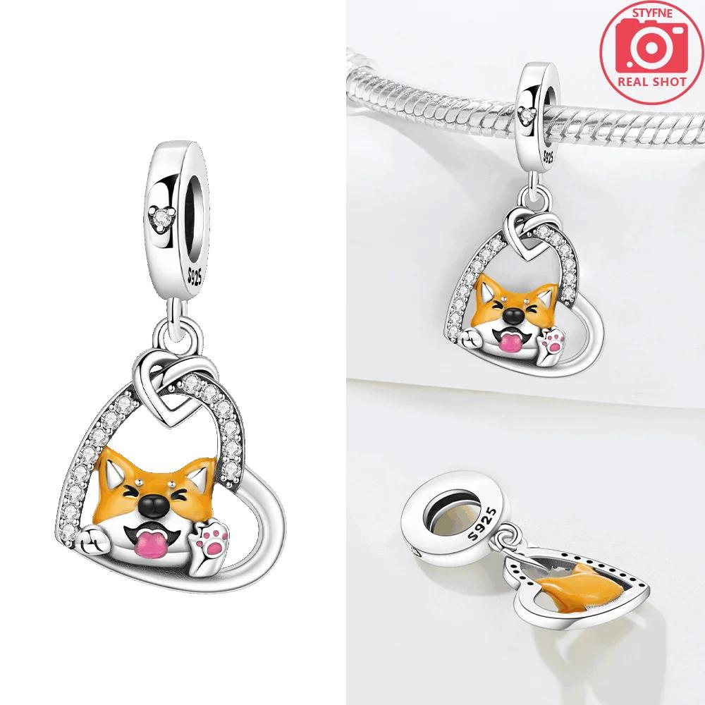 Elegant Original Charms Copper Animal Cat Dog Heart Embracing Mother Child Cats Beads Fit Bracelet Women Diy Valentine Gift