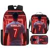 Zaino Stampato Stella del Calcio Zaino Scolastico per Bambini in Tre Pezzi Zaino Cartone Animato per Studente di Scuola Elementare