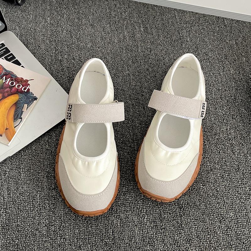 Fashion commuter white retro light mouth platform single shoes women's 2025 new summer Velcro sports Mary Jane shoes