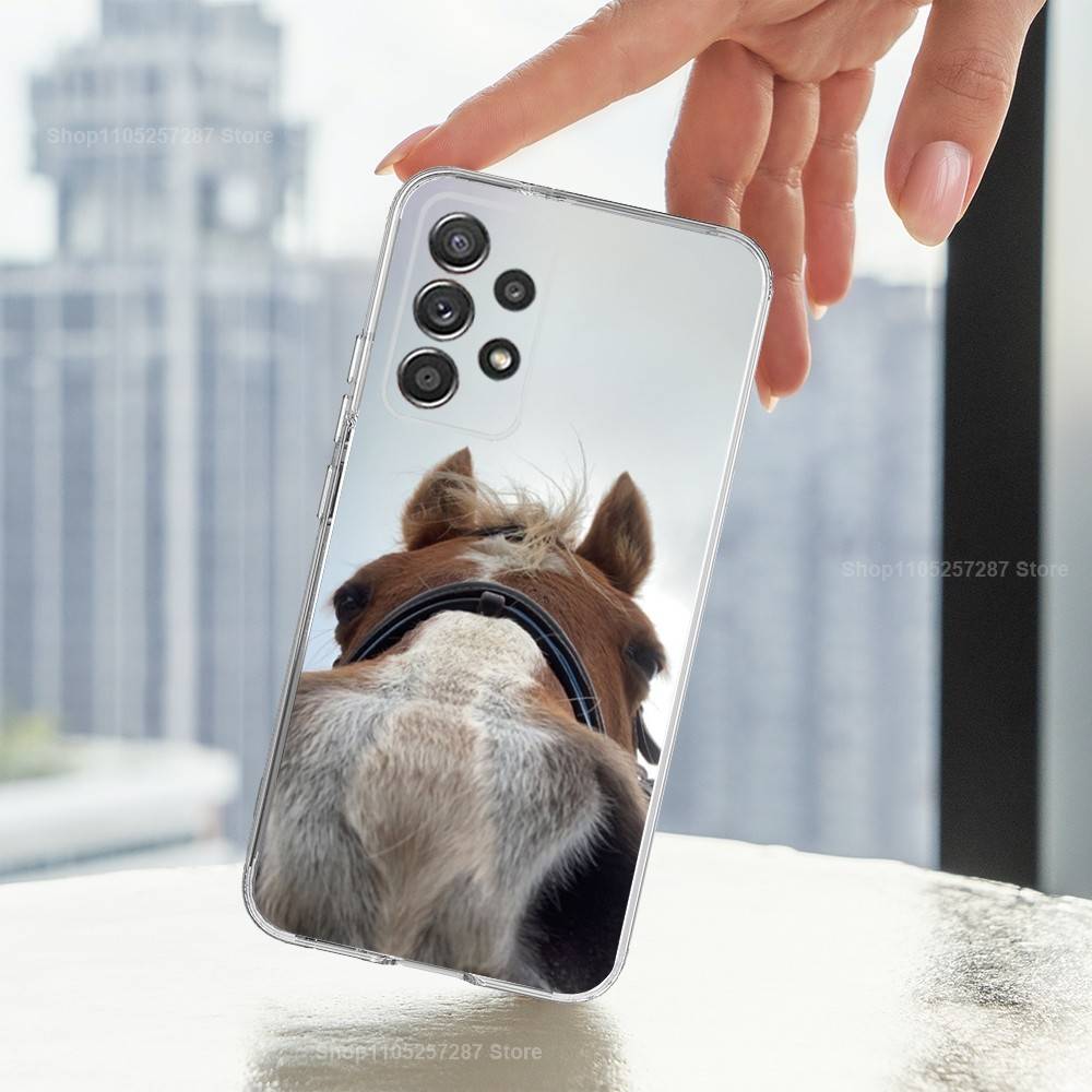 Funny Expressions Horse For Samsung A51,71,30,S10,9,20,Ultra,FE,Lite, S23,21,22,PIus,Transparent, Silicone Phone Case