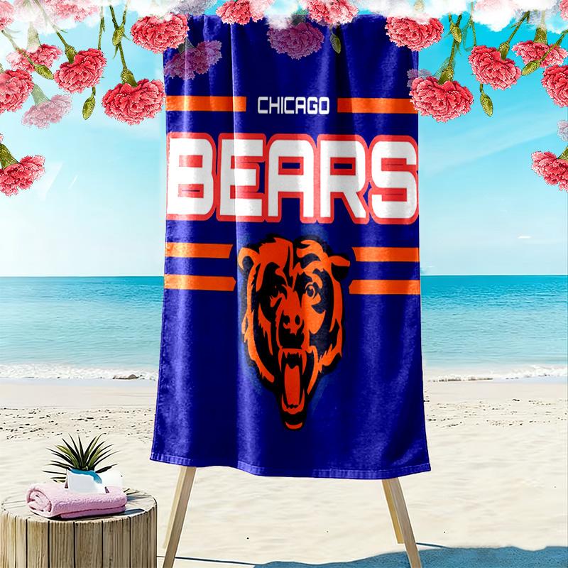Chicago Bears Print Beach Towel, Large Soft Quick Dry Towel for Beach Camping Swimming