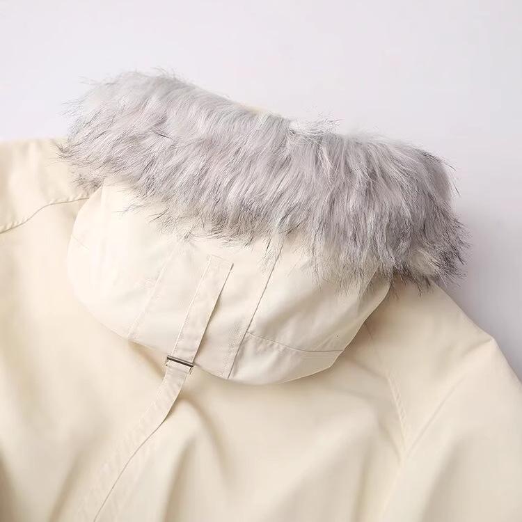 2024 Winter Women's European & American Retro Fur Collar Hooded Parka