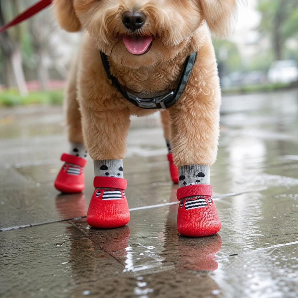 Pet Rain Boots with Silicone Non- Socks for Dogs and Cats, for Outdoor Use