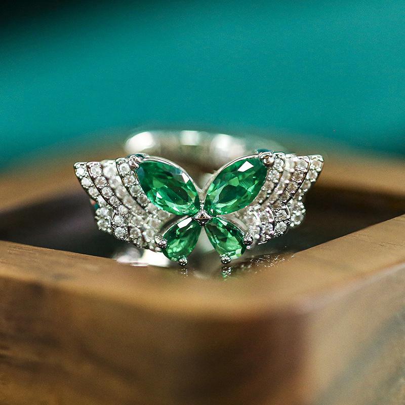 Jewelry Rings Accessories Butterfly Shaped Design Full Micro Inlaid Fashion High-end Sense Versatile Women's