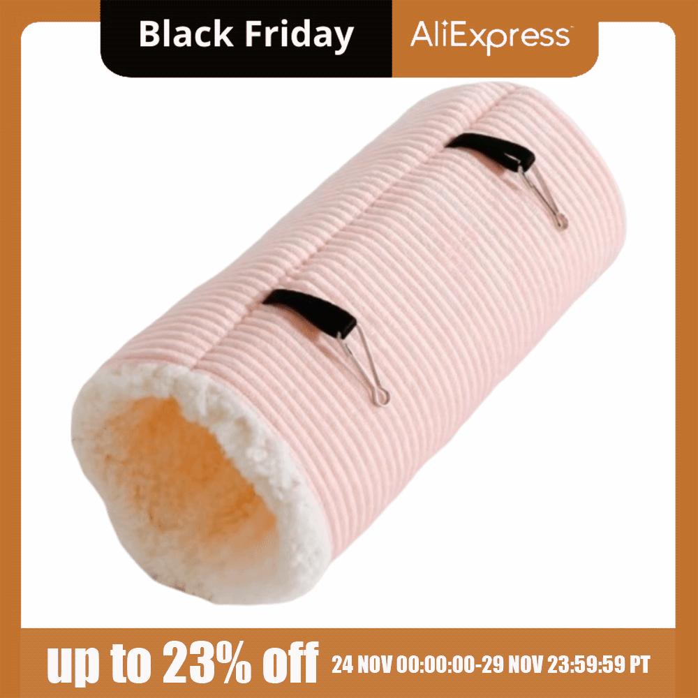 Cute Plush Guinea Pig Tunnel Plush Lining Striped Print Warm Bird House Thickened Warm Nest Hamster Cage House Winter Sleeping