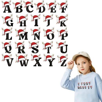 Letters A-Z Heat Transfer With Winter Hat Patches Christmas A-Level Washable Diy Vinyl Thermal Press Hoodies Tops Letter Patches
