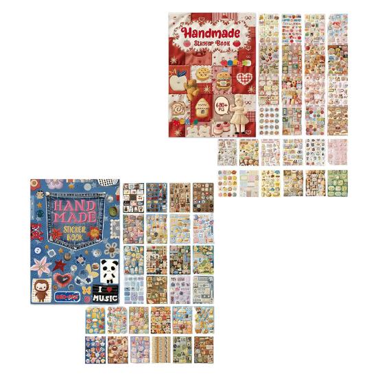 Kniha samolepek Realistická výšivková textura Samolepky Obsahuje 680 ks Roztomilé výřezové samolepky pro deníky Scrapbooking Plánovače