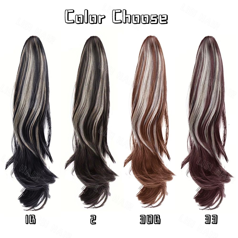 XINRAN Syntetyczny pazur, długi, falisty kucyk, odporne na ciepło doczepy, naturalny miękki, falisty kucyk, treska dla kobiet