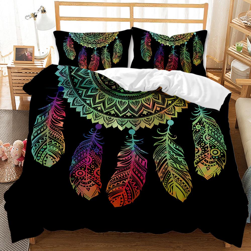 Comforter Dream Catcher Boho Mandala Twin Bedding Set 3Pcs For Girls Adults Purple Dream Catcher Comforter