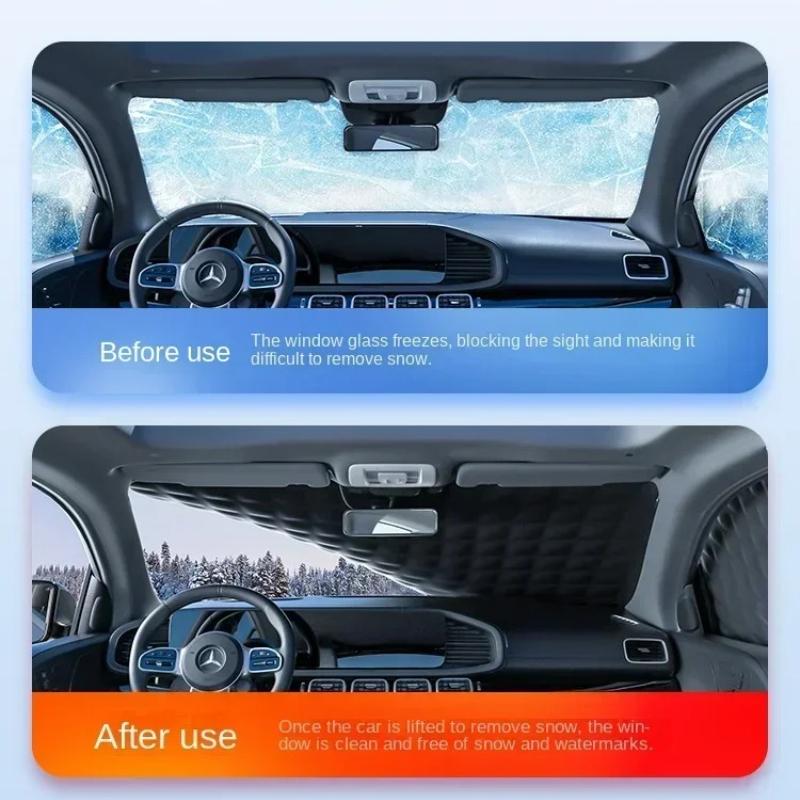 Car Snow Shield, Sunshade Cover, Front Windshield Protector - Thickened, Extended Design for Winter and Sun Exposure