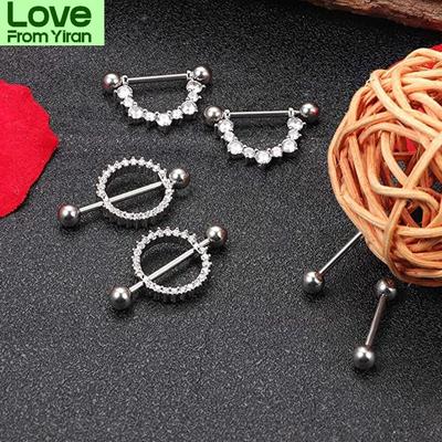 Brustwarzenringe Schraube Chirurgenstahl Nipplering Barbell Zungenringe Brustwarzenpiercing Schmuck Cz Herz Gerade baumelnde Brustwarzenringe