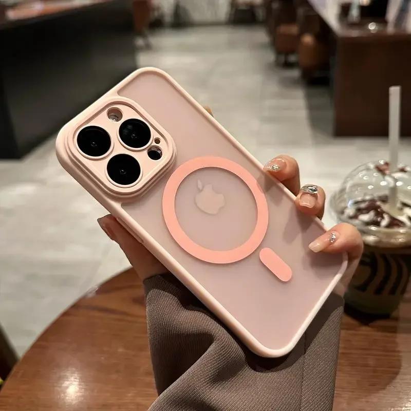 For Magsafe Matte Clear Magnetic Case For iPhone 15 14 Plus 13 12 11 Pro Max Lens Protection Wireless Charging Shockproof Cover