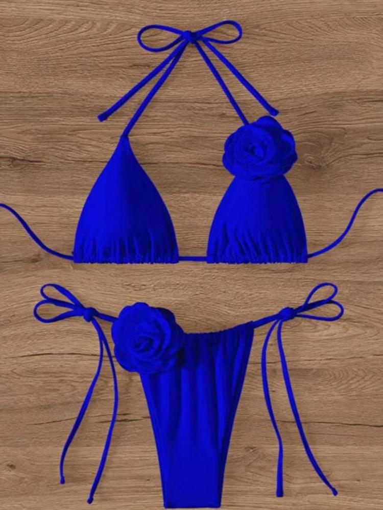 

S - XL сексуальный 3D цветы халтер бретельки бикини женский купальник женский купальник из двух частей бикини комплект купальный костюм купальный костюм K5297 XL синий