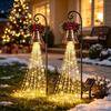 Einfach zu installierende Rasenwegpfähle Solarbetriebene Weihnachts-Gartenleuchte, Metallpfahl für den Außenbereich Festliche Szenendekoration Stern Schneeflocke Wasserfall Lichterkette