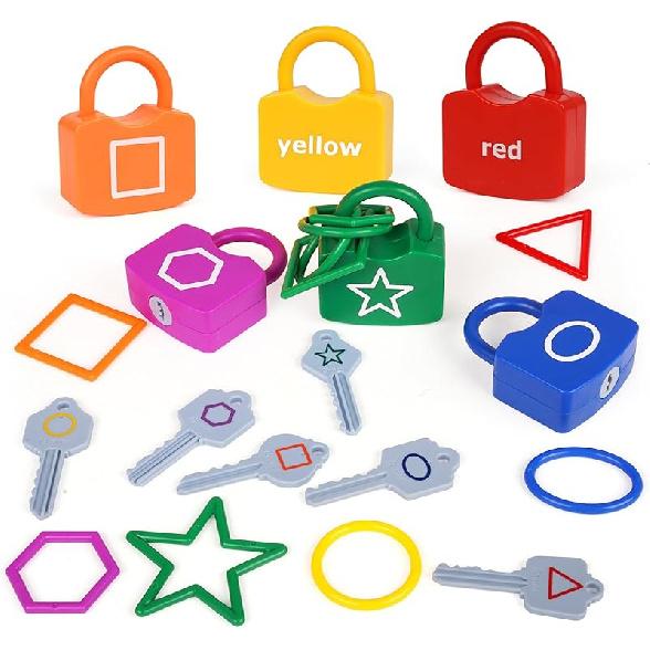 Shape Sorting Matching Learning Locks Toys, Toddler Montessori Educational Toy Geometric Shape Matching Recognition Color Sorting Toy Set, Preschool Shape Matching