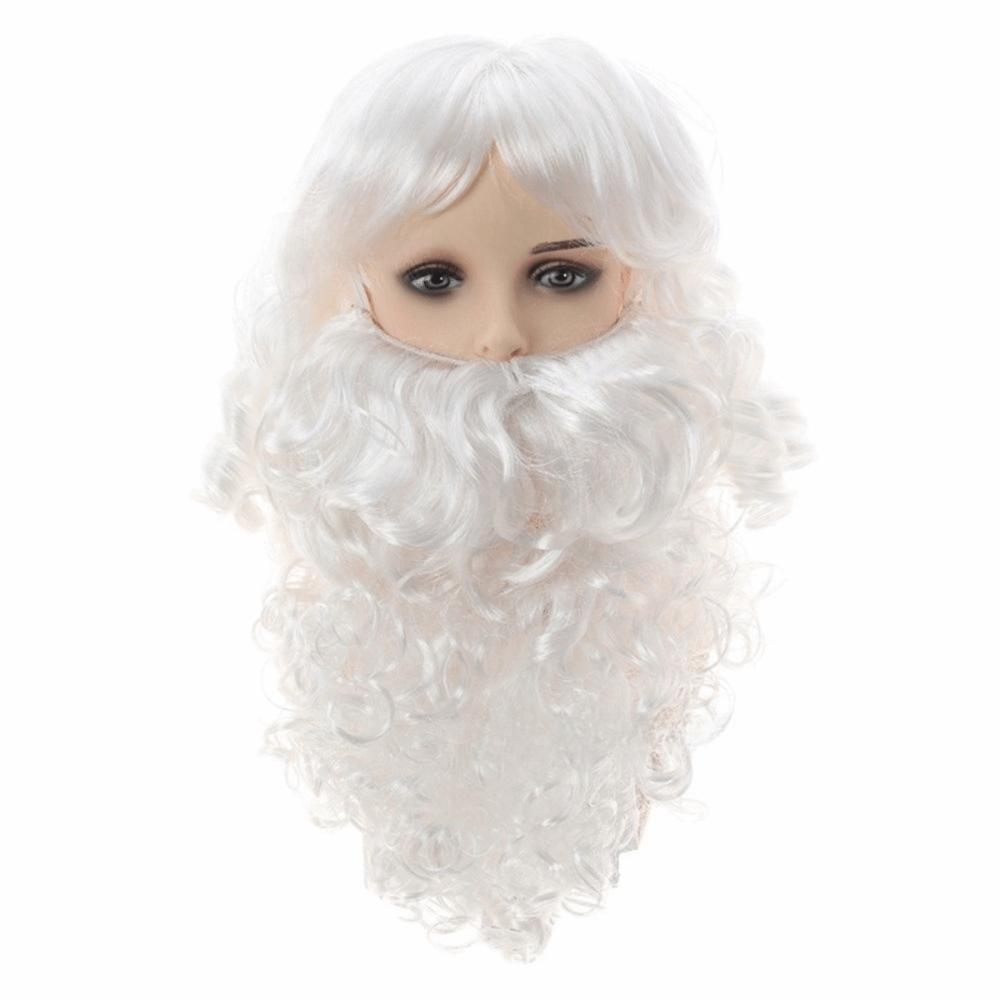 White Beard Santa Beard Wig Full Set Beard And Wig Set Combo Santa Claus Beard Wig Christmas Party
