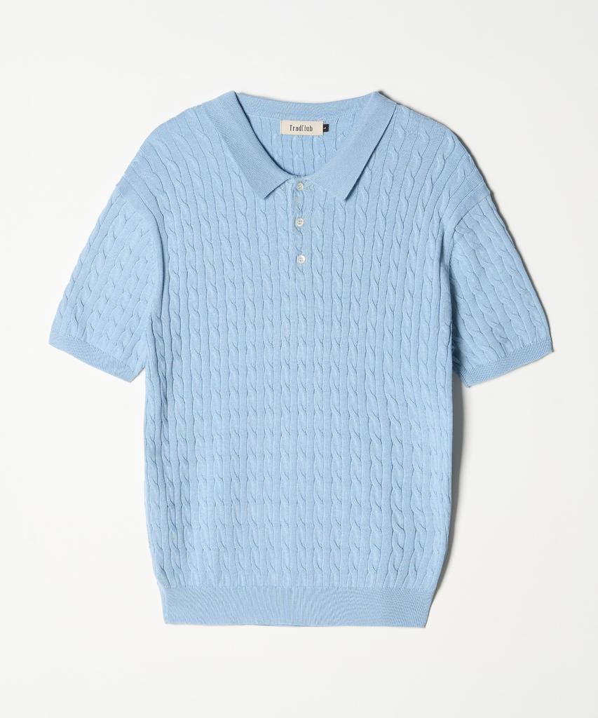 TRADCLUB Cable Collar Short Sleeve Knit 8 Colors (Type A)