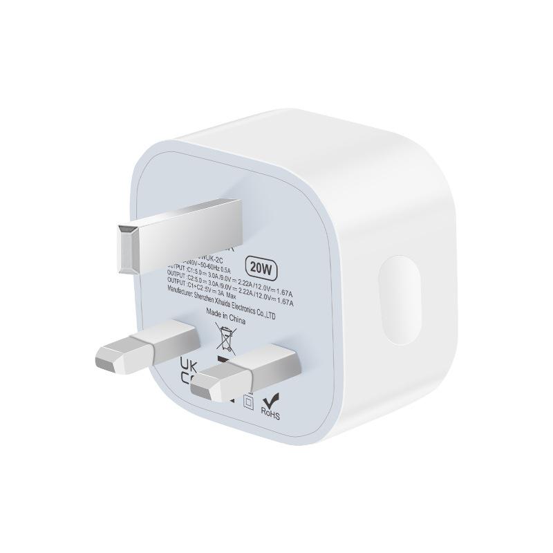 Hot Selling Pd20w Charger Suitable for Samsung Apple 15 Charger 20w British Standard Dual C Port Plug Fast Charging
