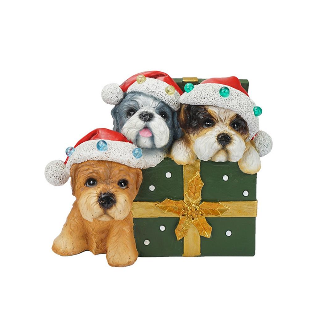 Puppy Luminous Ornaments, Home Soft Decoration Gifts, Resin Handicraft Christmas Decorations.