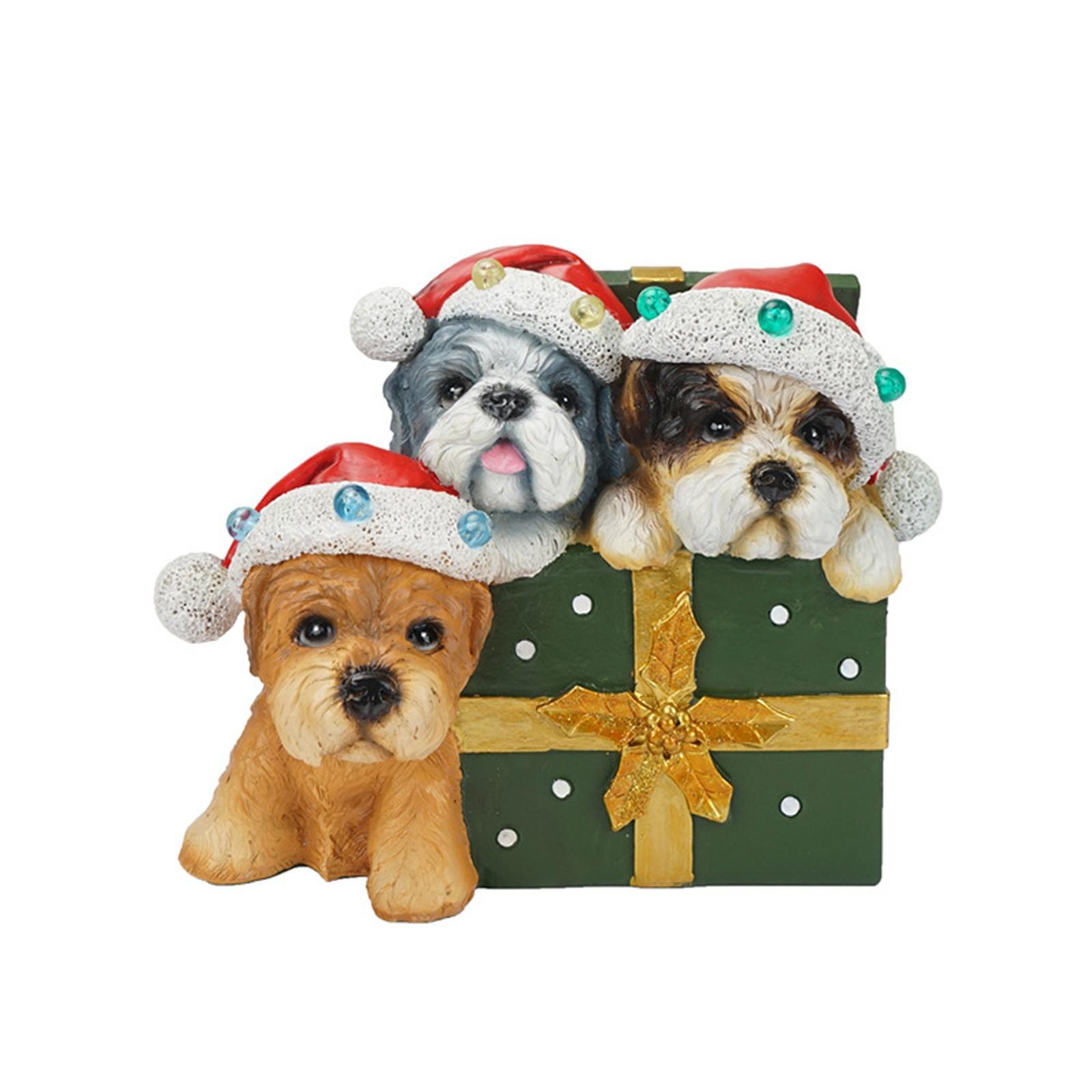 

Светящиеся щенки, подарки для мягкого домашнего декора, смоляные поделки, рождественские украшения. One Size