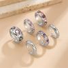 Pack of 6 Adjustable Stackable Rings Featuring Pink Gemstones for Comfort Fit and Multiple Fashion Combinations