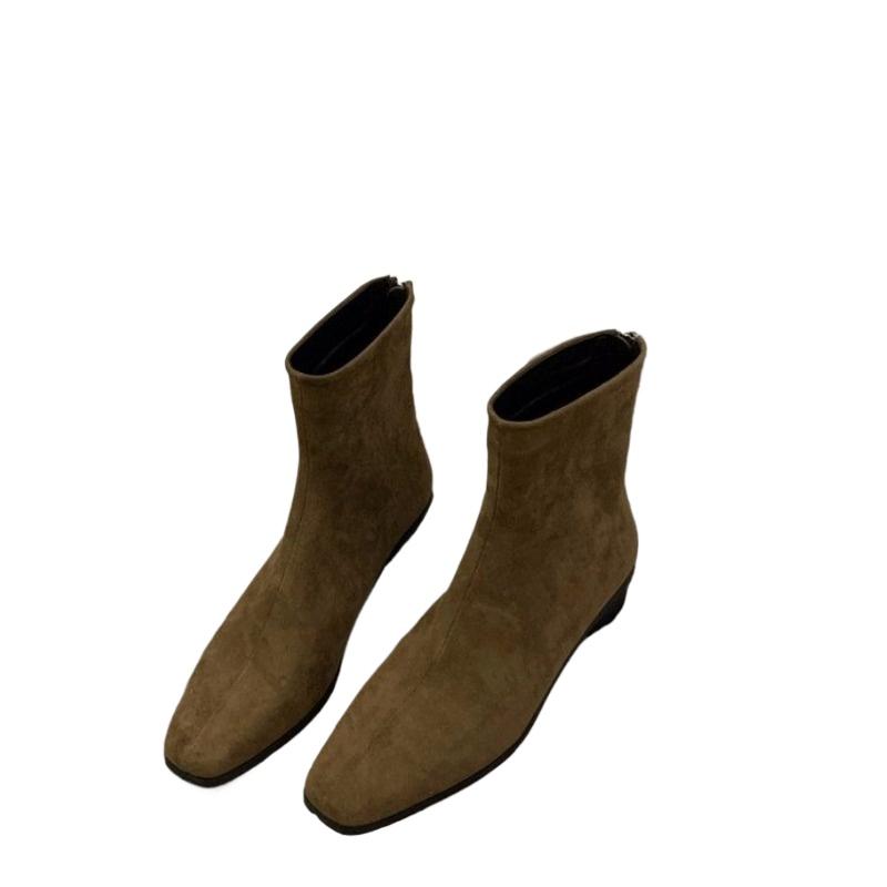 Damenschuhe Hochwertige Mid-Calf Damenstiefel Mode Reißverschluss hinten Moderne Stiefel Damen Einfarbige Schuhe für Damen